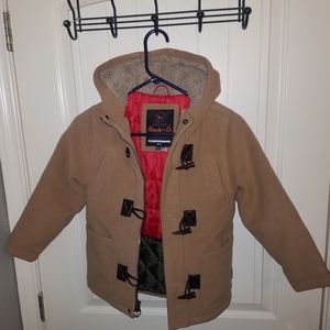 Boys Hawked & CO Camel Hooded Insulated Wool Blend Jacket Coat 5/6.